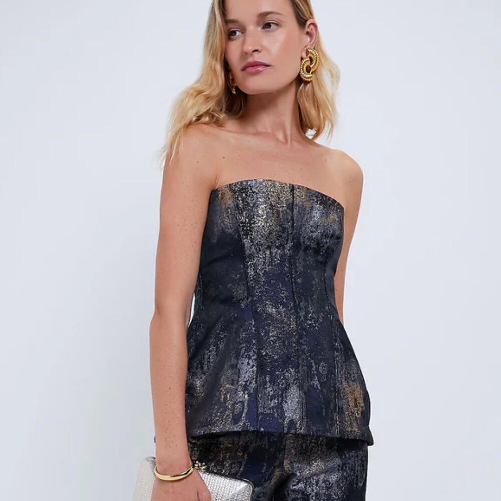 NWT JBQ Brushed Metallic Noa Corset Top Size Medium 48